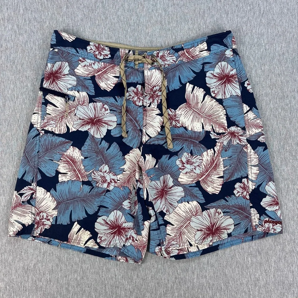 Patagonia Wavefarer Board Shorts Mens 34 Blue Floral 8